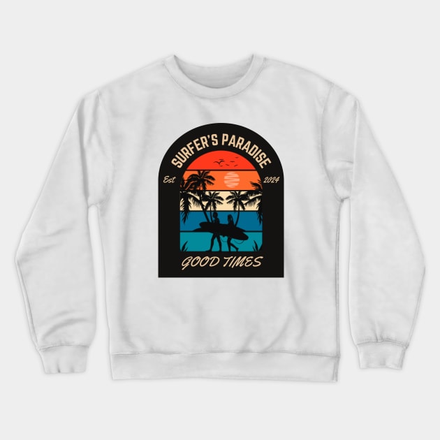 Surfers Paradise Surfer Surfing Crewneck Sweatshirt by Tip Top Tee's